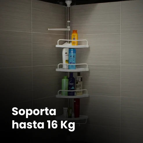 Juego Esquinero de Baño (4 Estantes + Tubo)